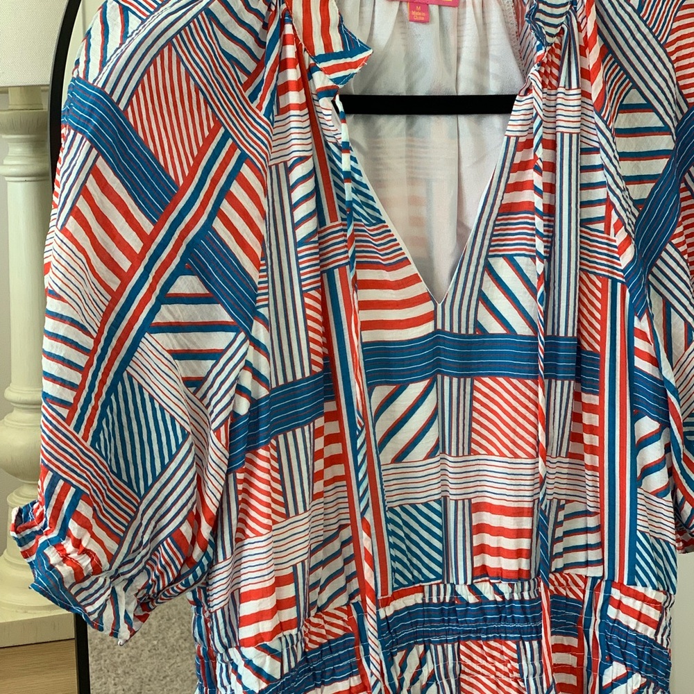THML Red and Blue Geometric Maxi Dress - Picture 5 of 5